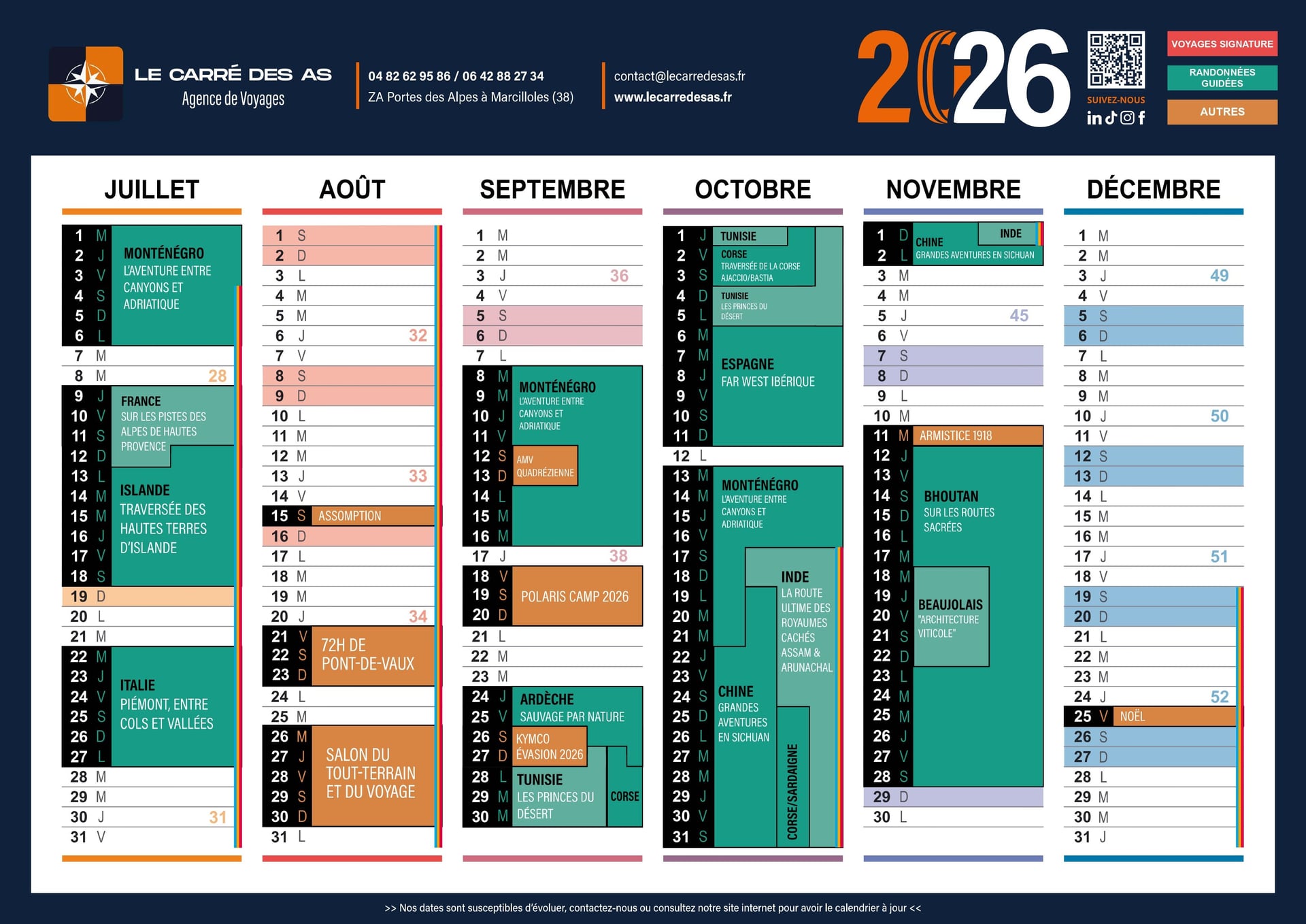 Calendrier des randos 2026